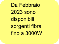 Da Febbraio 2023 sono disponibili sorgenti fibra fino a 3000W